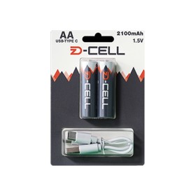 DZ-CELL AA USB-C Rechargeable Battery 2100mAh 2 Pieces