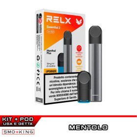 RELX ESSENTIAL 2 Starter Kit 350mAh (GRIGIO) + Pod MENTHOL PLUS Mentolo