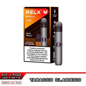 RELX INFINITY 2 Kit Ricaricabile 440mAh (DARK ASTEROID) + Pod CLASSIC TOBACCO Tabacco