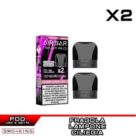 STRAWBERRY RASPBERRY CHERRY AIR BAR MINI PRO Pod Precaricata AIRBAR 2 Pezzi Fragola Lampone Ciliegia