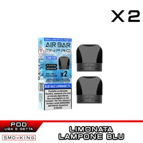 BLUE RAZZ LEMONADE AIR BAR MINI PRO Pod Precaricata AIRBAR 2 Pezzi Limonata Lampone Blu