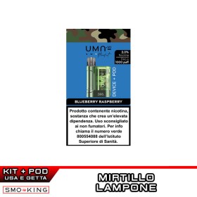 UMA SWAP POCKET Kit Batteria Ricaricabile 500mAh + Pod BLUEBERRY RASPBERRY UMA.mi
