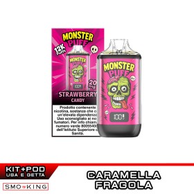 MONSTER PUFF Kit Batteria Ricaricabile 1000mAh + Pod STRAWBERRY CANDY