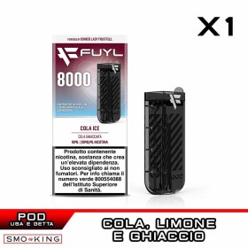 COLA ICE Fuyl 8000 Pod Usa e Getta 10ml Dinner Lady 1 Pezzo Cola Limone Ice