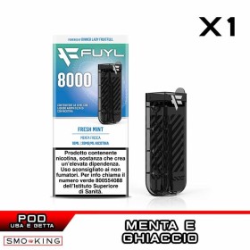FRESH MINT Fuyl 8000 Pod Usa e Getta 10ml Dinner Lady 1 Pezzo