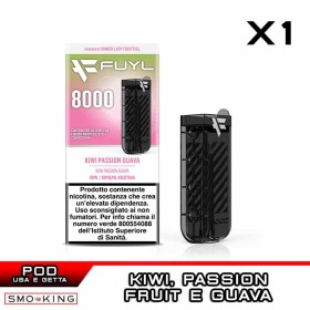 KIWI PASSION GUAVA Fuyl 8000 Pod Usa e Getta 10ml Dinner Lady 1 Pezzo Kiwi Frutto della Passione Guava