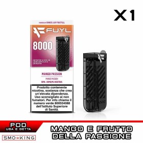 MANGO PASSION Fuyl 8000 Pod Usa e Getta 10ml Dinner Lady 1 Pezzo Mango Frutto della Passione