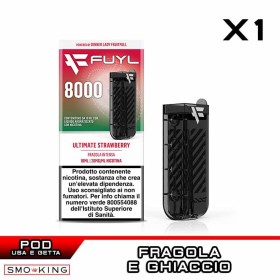 ULTIMATE STRAWBERRY Fuyl 8000 Pod Usa e Getta 10ml Dinner Lady 1 Pezzo