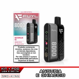 FUYL 8000 Kit Batteria Ricaricabile 650mAh + Pod WATERMELON ICE Dinner Lady (8000 Puff)