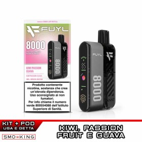 FUYL 8000 Kit Batteria Ricaricabile 650mAh + Pod KIWI PASSION GUAVA Dinner Lady (8000 Puff)