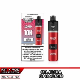 VELTO 10K Kit Batteria Ricaricabile 850mAh + Pod CHERRY ICE Dinner Lady (10000 Puff)
