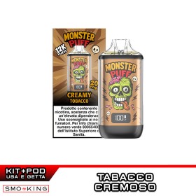 MONSTER PUFF Kit Batteria Ricaricabile 1000mAh + Pod CREAMY TOBACCO