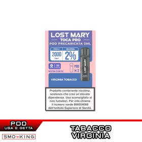 VIRGINIA TOBACCO Lost Mary TOCA POD PRO Usa e Getta Elfbar 2 Pezzi Tabacco Virginia