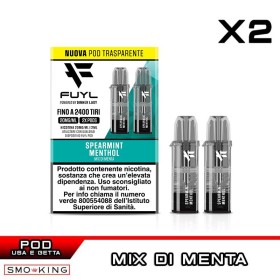 SPEARMINT MENTHOL Fuyl 1200 Pod Usa e Getta DINNER LADY 2 Pezzi Mix Menta Mentolo