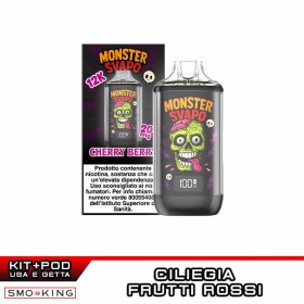 MONSTER SVAPO Kit Batteria Ricaricabile 1000mAh + Pod CHERRY BERRY