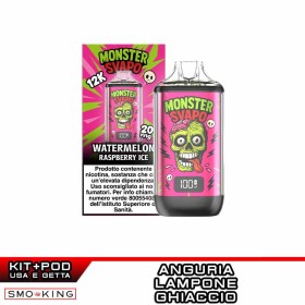 MONSTER SVAPO Kit Batteria Ricaricabile 1000mAh + Pod WATERMELON RASPBERRY