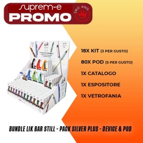 PROMO LIK BAR STILL PACK SILVER PLUS (18 KIT - 80 POD) + ESPOSITORE SUPREM-E