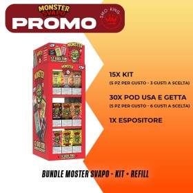 PROMO PACK MONSTER SVAPO KIT & POD (15 KIT  - 30 REFILL) + ESPOSITORE