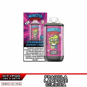 MONSTER SVAPO 1000mAh Rechargeable Battery Kit + Pod STRAWBERRY RASPBERRY CHERRY