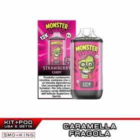 MONSTER SVAPO Kit Batteria Ricaricabile 1000mAh + Pod STRAWBERRY CANDY