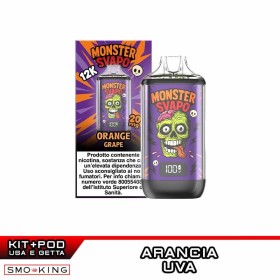 MONSTER SVAPO Kit Batteria Ricaricabile 1000mAh + Pod ORANGE GRAPE