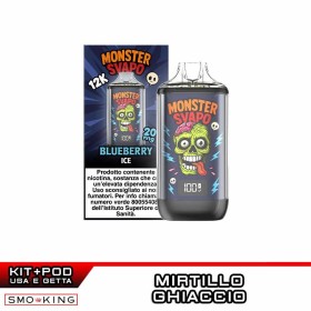 MONSTER SVAPO Kit Batteria Ricaricabile 1000mAh + Pod BLUEBERRY ICE