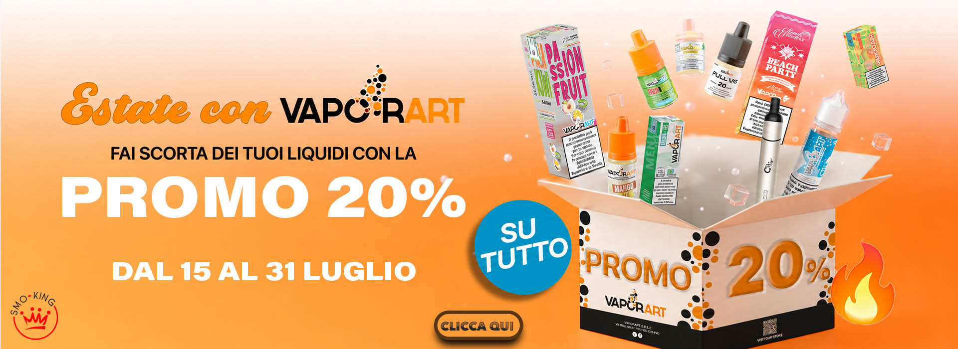 VAPORART Sconto -20% su tutto il Catalogo e i Brand VAPORART dal 15 al 31 Luglio 2026