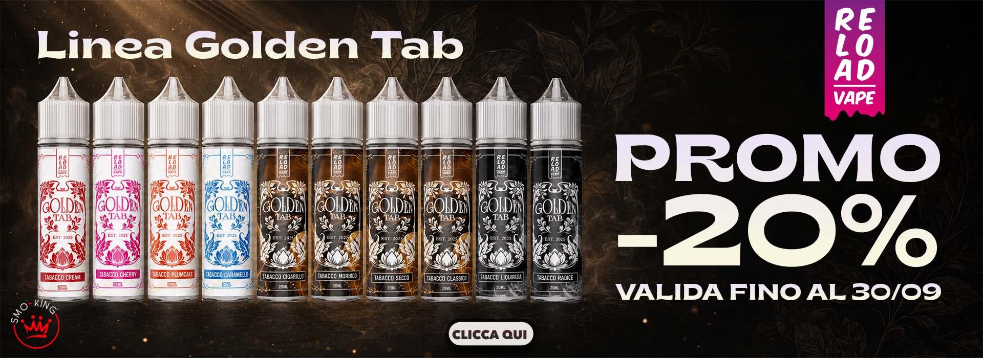 Reload Vape GOLDEN TAB -20% fino a Settembre!