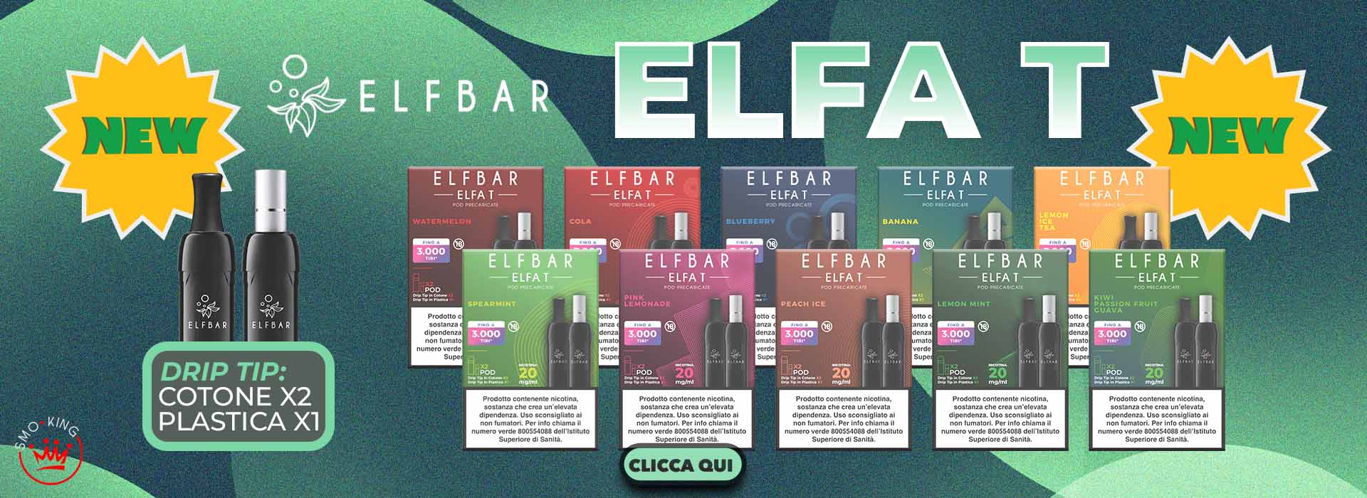 Elfbar ELFA T Pod Ricambio con Filtro in Cotone e Drip Tip